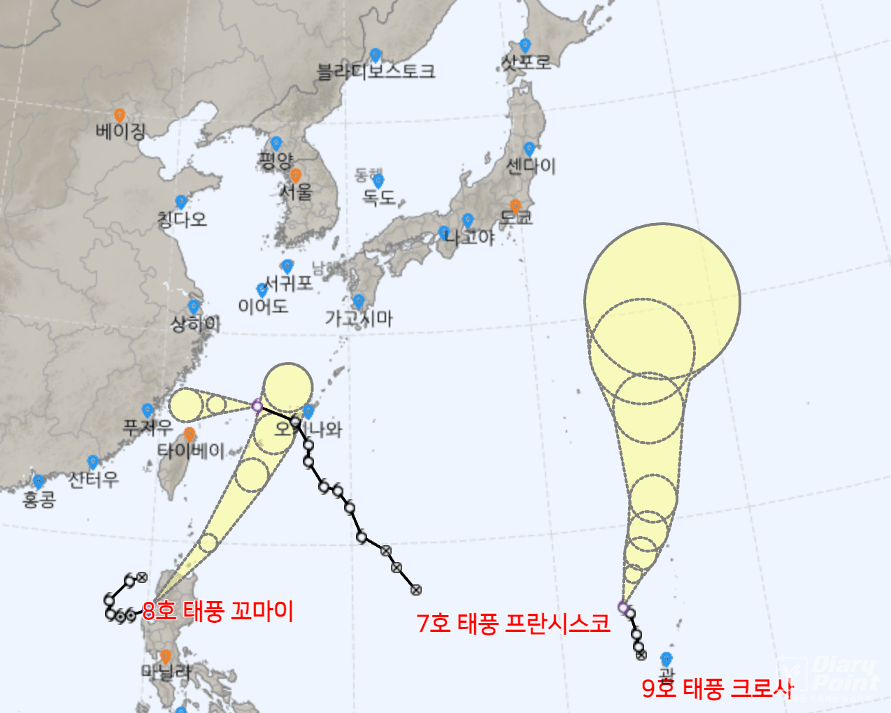 태풍 7호, 8호, 9호 이동 경로 | 사진=기상청 제공