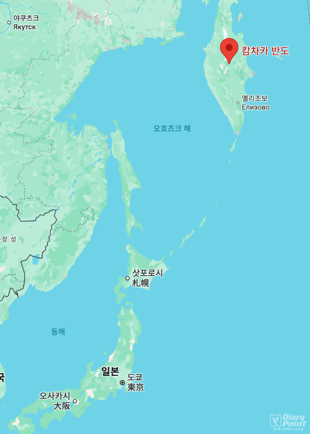 규모 8.7 지진이 발생한 캄차카반도 | 사진=구글지도 캡쳐