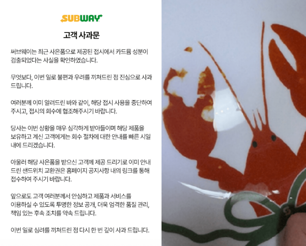사진=서브웨이홈페이지, 인터넷커뮤니티 갈무리